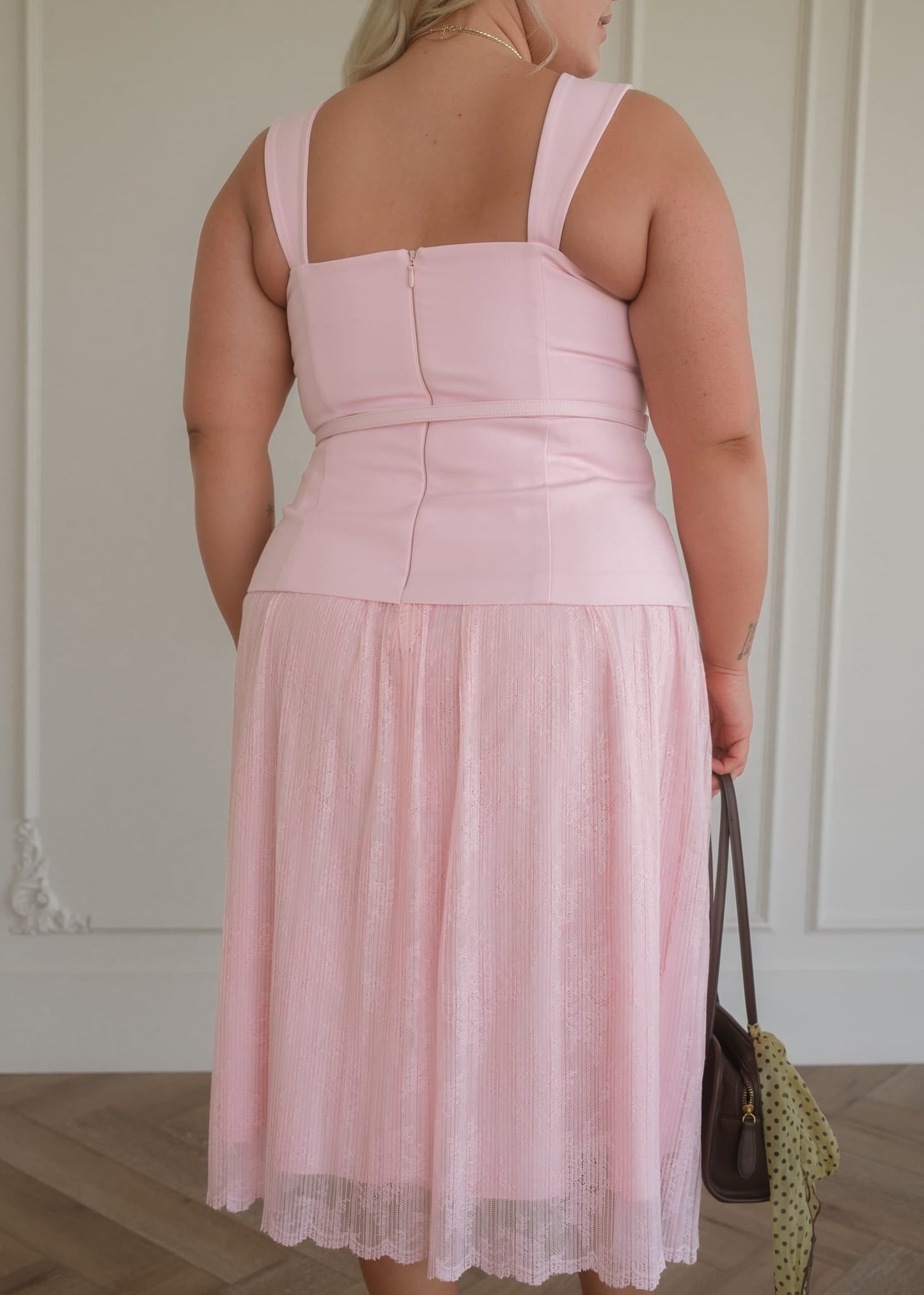 Jackie Peplum Belted Dress - Pink