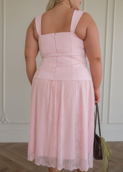 Jackie Peplum Belted Dress - Pink