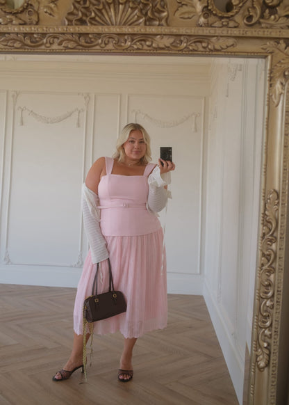 Jackie Peplum Belted Dress - Pink