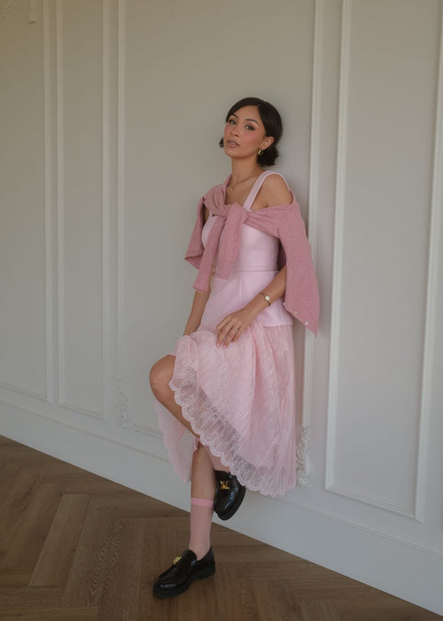 Jackie Peplum Belted Dress - Pink