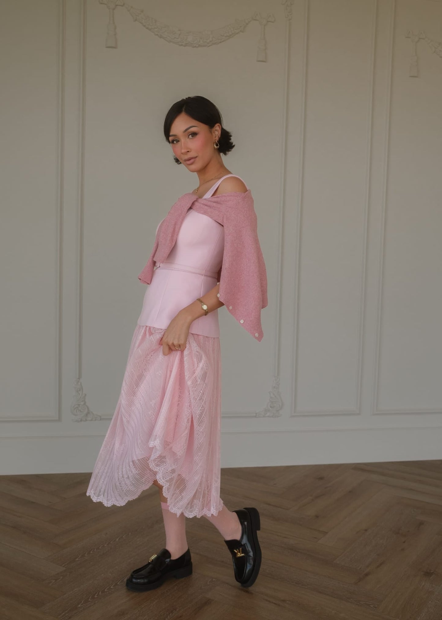 Jackie Peplum Belted Dress - Pink