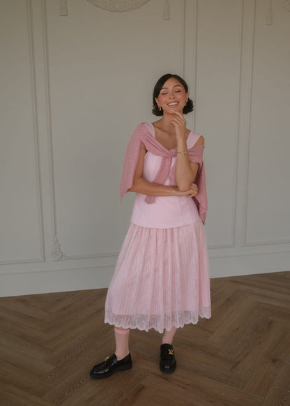 Jackie Peplum Belted Dress - Pink