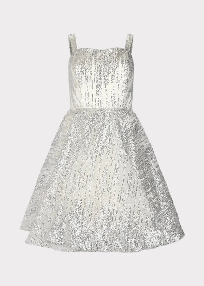 Jules Sequin A-line Mini Dress - Silver