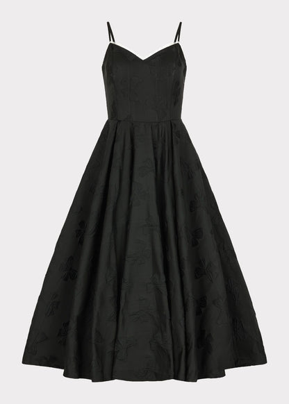 Kelly A-line Jacquard Midi Dress - Black