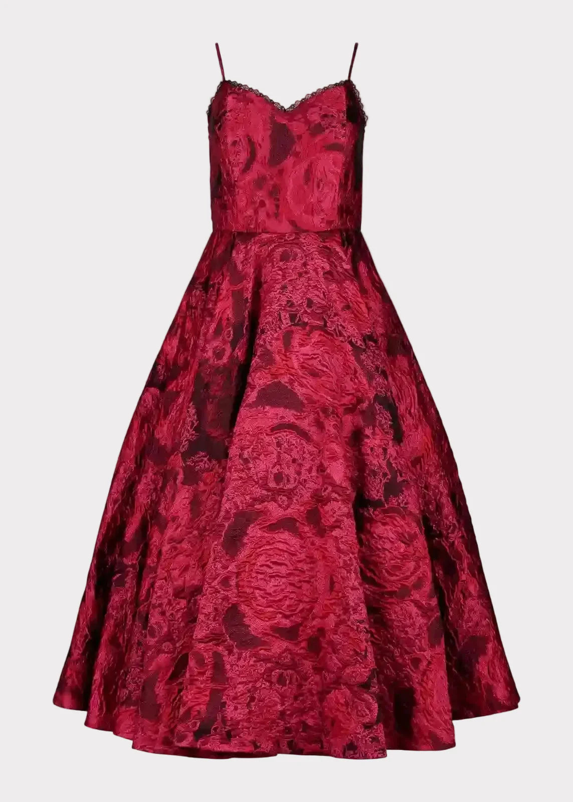 Kelly A-line Jacquard Midi Dress - Red