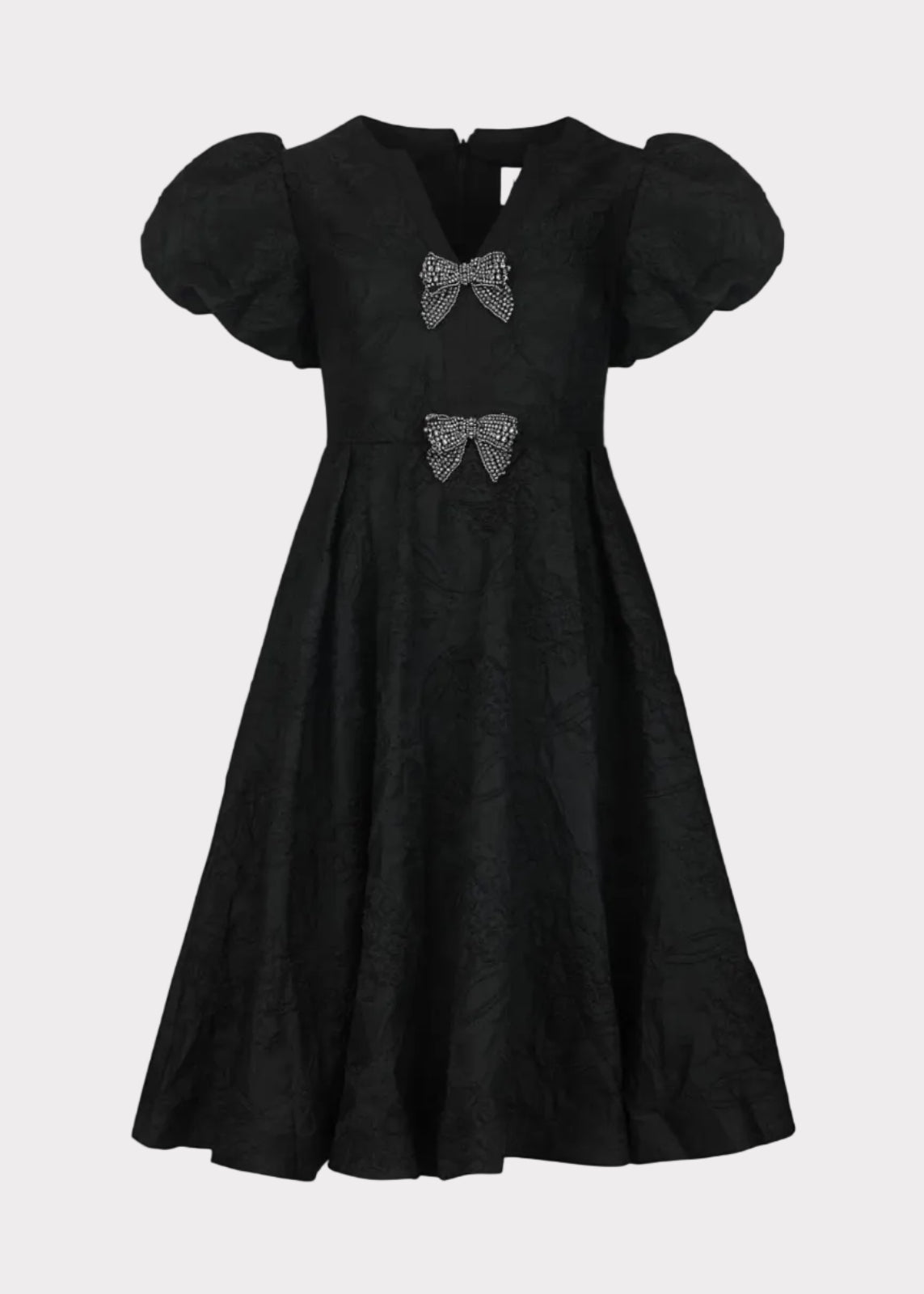 Lennon Jacquard Knee Length Dress - Black
