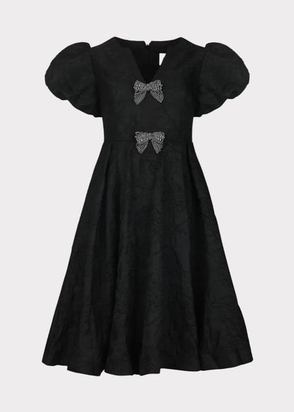 Lennon Jacquard Knee Length Dress - Black