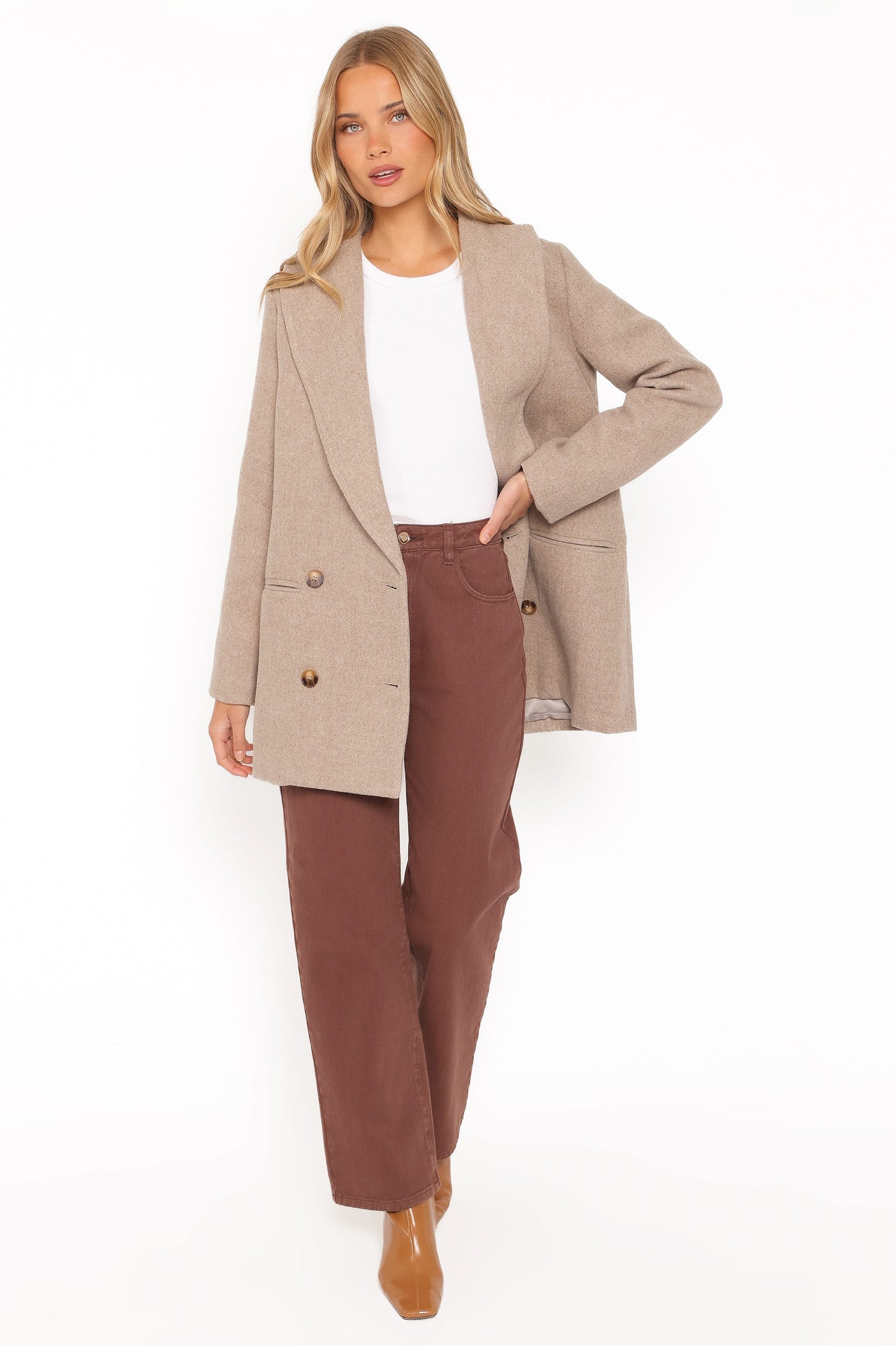 Cartia Shawl Collar Car Coat - Taupe