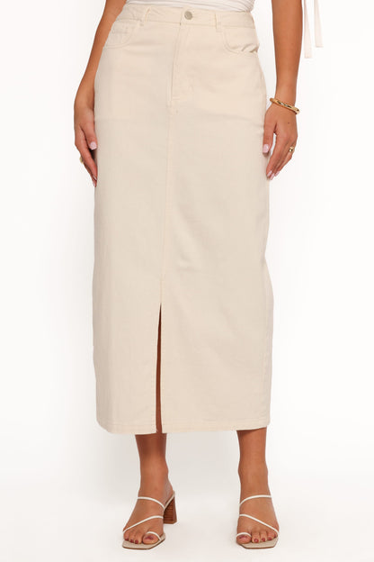 Dana Denim Midi Skirt - Cream