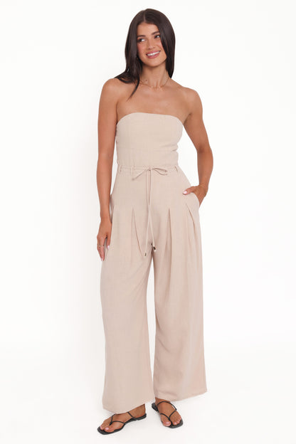 Calliope Tie Waist Jumpsuit - Wheat
