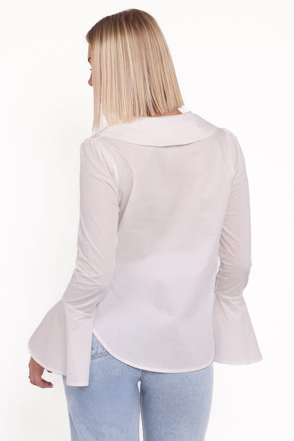 Adler Asymmetrical Tie Shirt - White