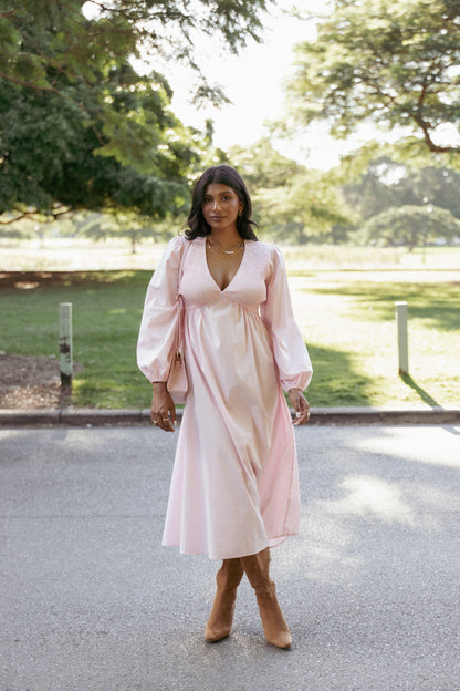 Ilyana Long Sleeve Maxi Dress - Pink