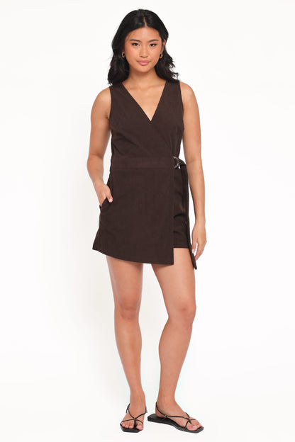 Vesper Corduroy Romper - Chocolate
